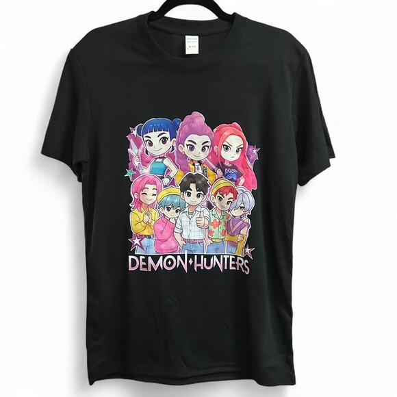 Awesome! KPop Demon Hunters Chibi Oversized Black T-shirt Tee XXL Unisex - Picture 2 of 2